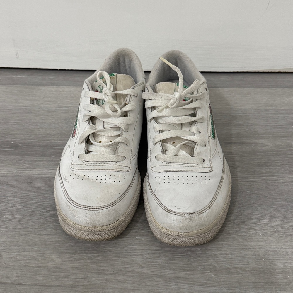 Reebok White with Green C85 Sneakers - Picture 2 of 7